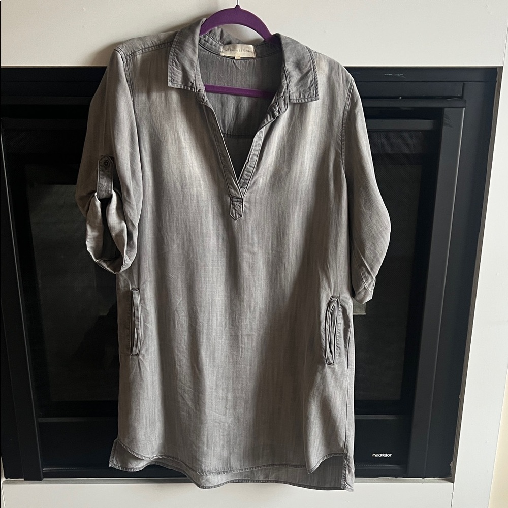Side Stitch Gray Midi Dress